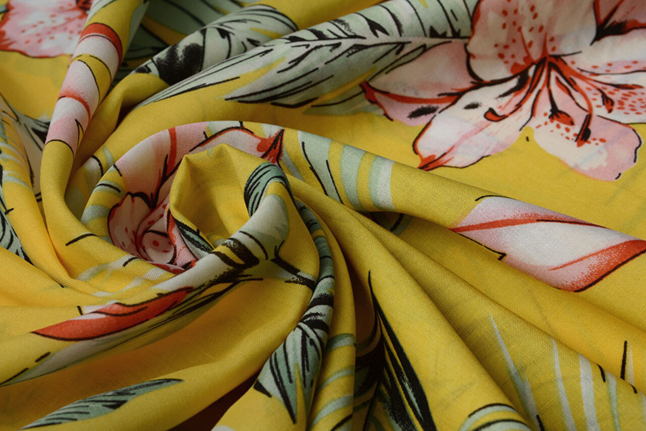 100% Viscose Fiji Leaves Yellow 100% Viscose Fiji Leaves Yellow