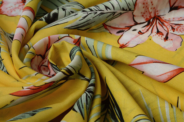 100% Viscose Fiji Leaves Yellow 100% Viscose Fiji Leaves Yellow