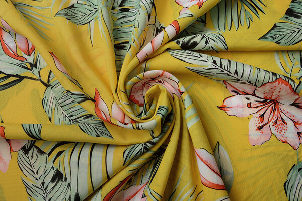 100% Viscose Fiji Bladeren Geel 100% Viscose Fiji Bladeren Geel