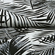 100% Viscose Kira Palm Leaves White - Black