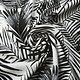 100% Viscose Kira Palm Leaves White - Black