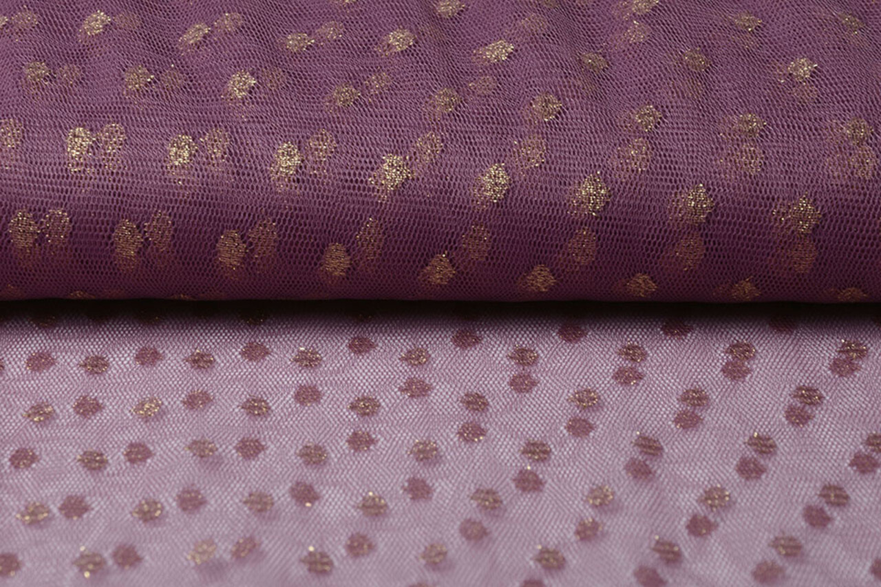 Fijne Tule Glitter Stippen Donker Oud Lila Fijne Tule Glitter Stippen Donker Oud Lila