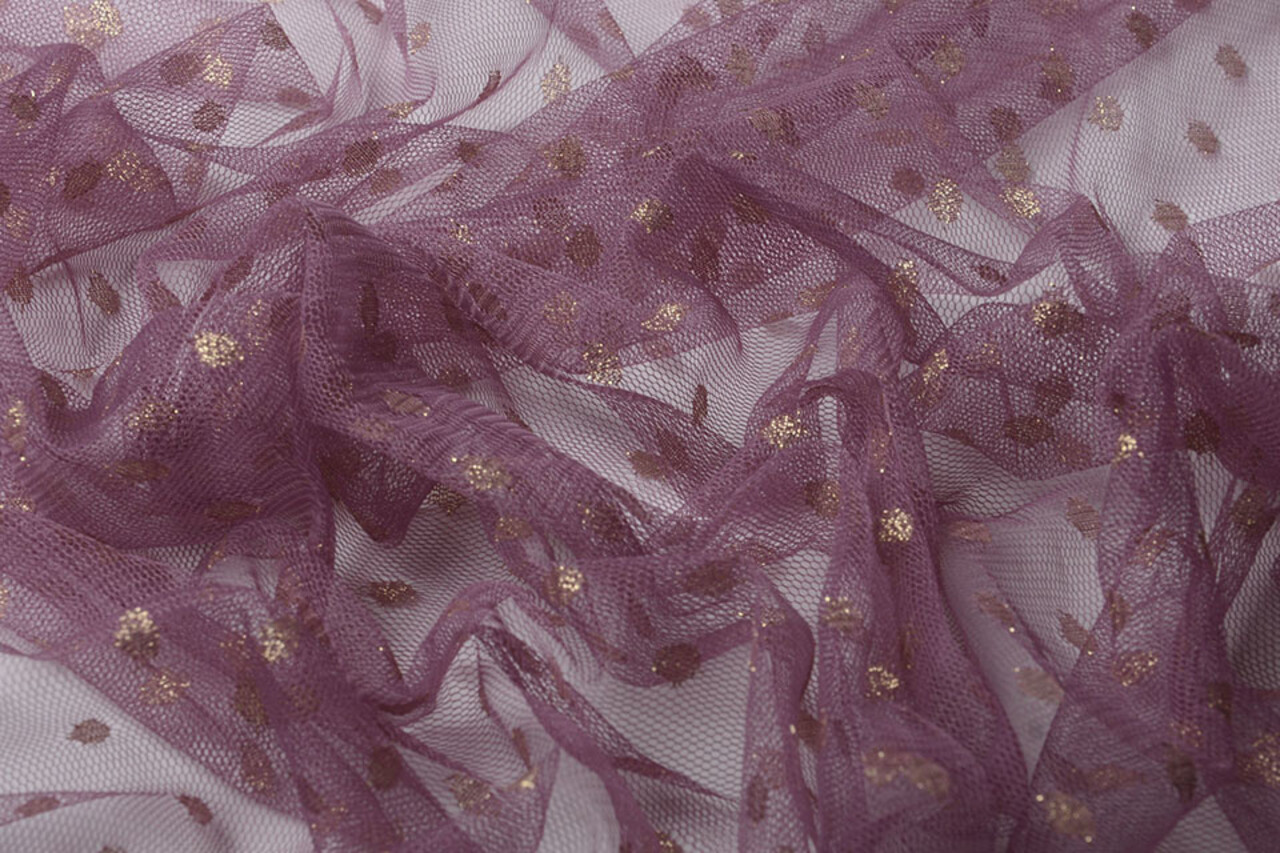 Fijne Tule Glitter Stippen Donker Oud Lila Fijne Tule Glitter Stippen Donker Oud Lila