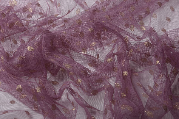Fijne Tule Glitter Stippen Donker Oud Lila Fijne Tule Glitter Stippen Donker Oud Lila