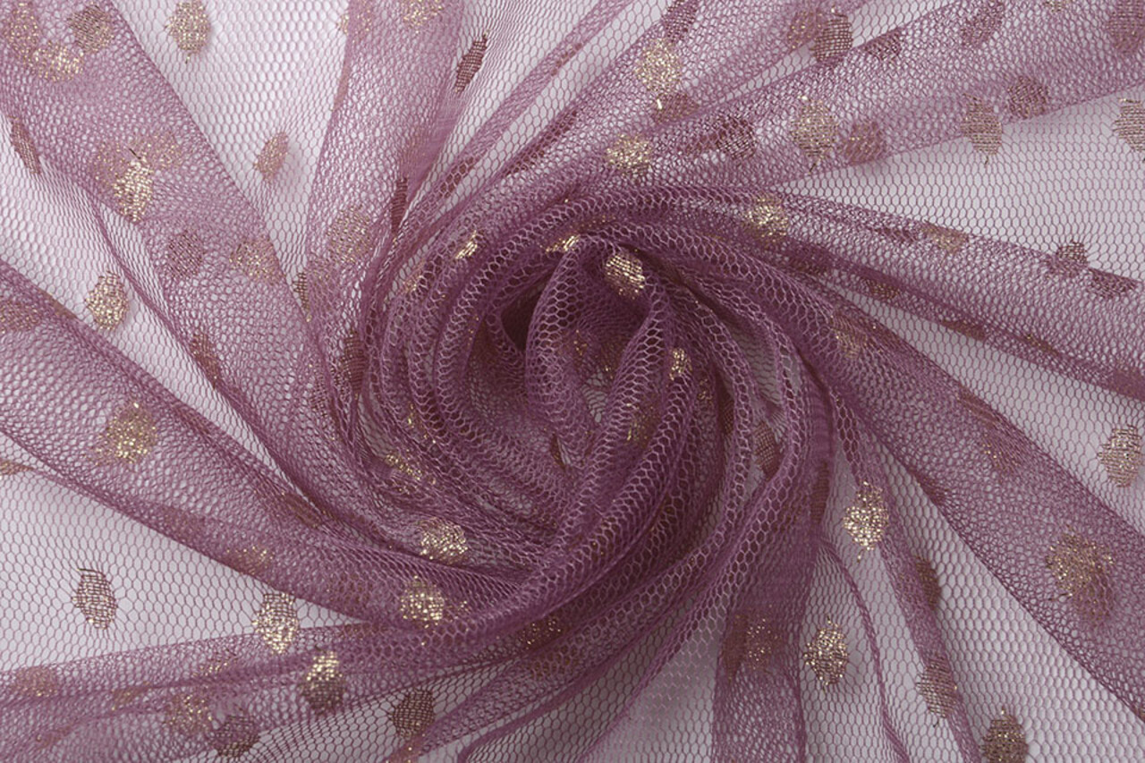 Fijne Tule Glitter Stippen Donker Oud Lila Fijne Tule Glitter Stippen Donker Oud Lila