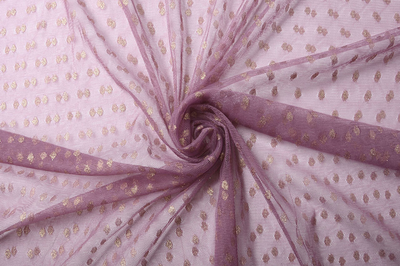 Fijne Tule Glitter Stippen Donker Oud Lila Fijne Tule Glitter Stippen Donker Oud Lila