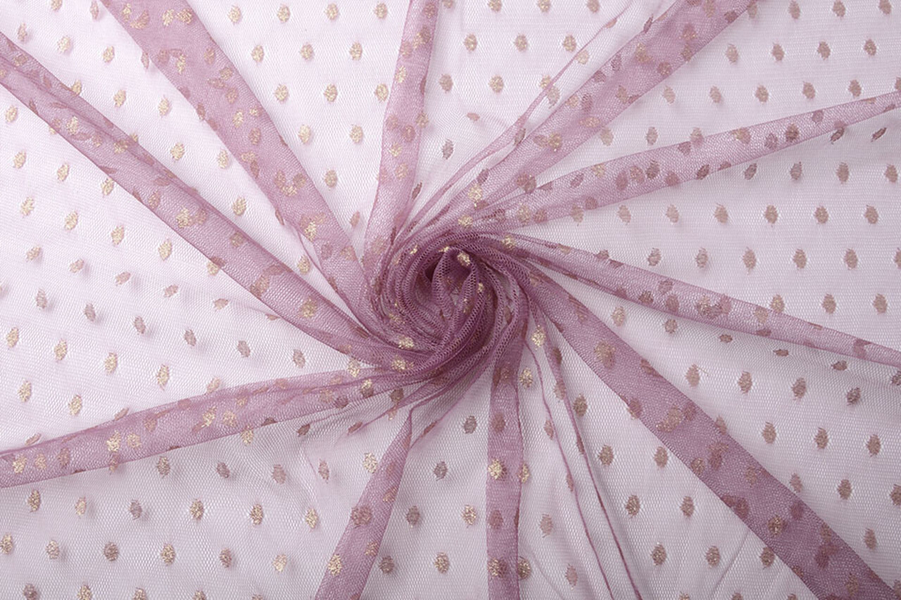 Feiner Tüll Glitzer Punkte Dunkel Altflieder Feiner Tüll Glitzer Punkte Dunkel Altflieder