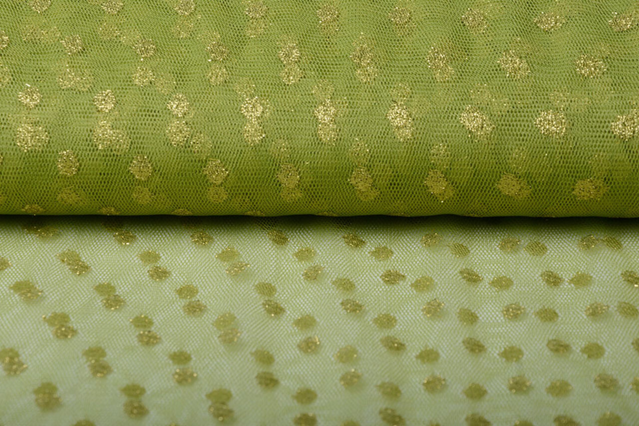 Fine Tulle Glitter Dots Lime Green