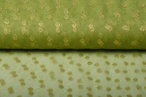 Fine Tulle Glitter Dots Lime Green