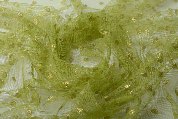 Fine Tulle Glitter Dots Lime Green