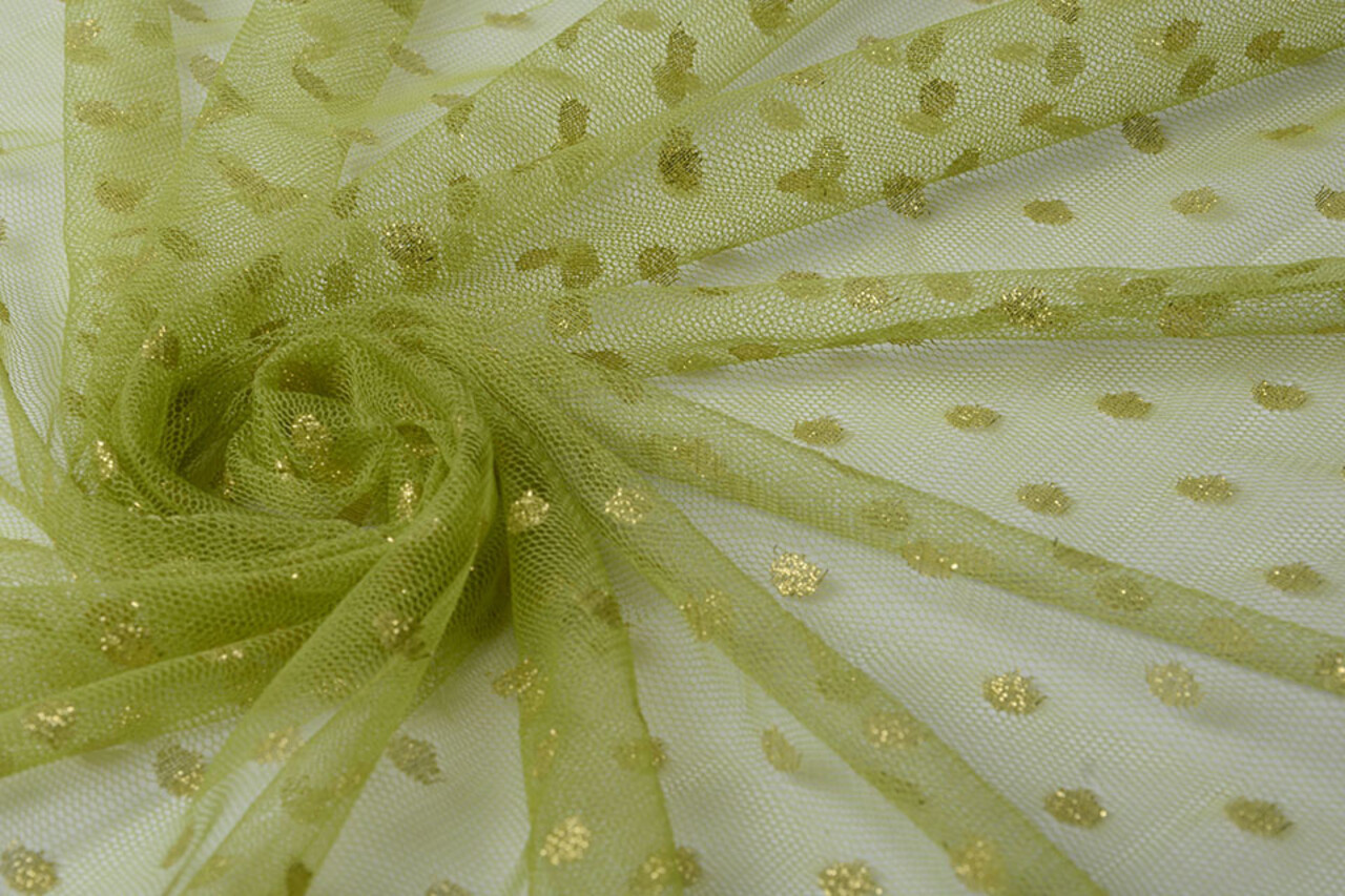 Fine Tulle Glitter Dots Lime Green