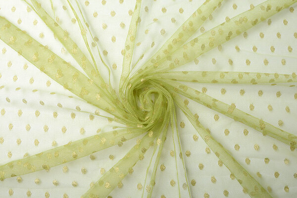 Fine Tulle Glitter Dots Lime Green
