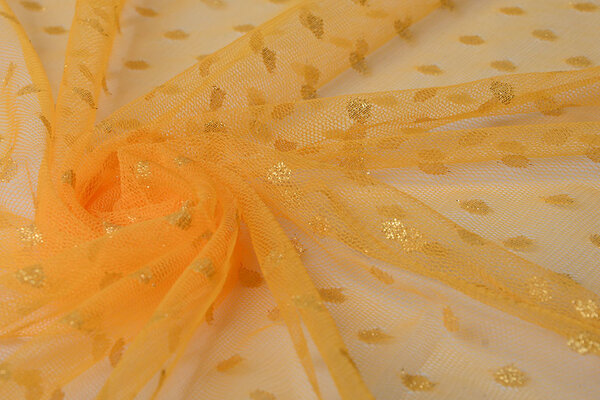 Fine Tulle Glitter Pois Abrikoos Fine Tulle Glitter Pois Abrikoos