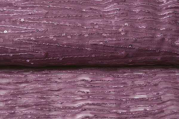 Mesh Geborduurd Pailletten ZigZag Donker Oud Lila