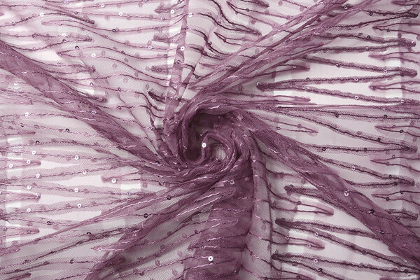 Netz Bestickt Pailletten Zick-Zack Dunkel Altflieder