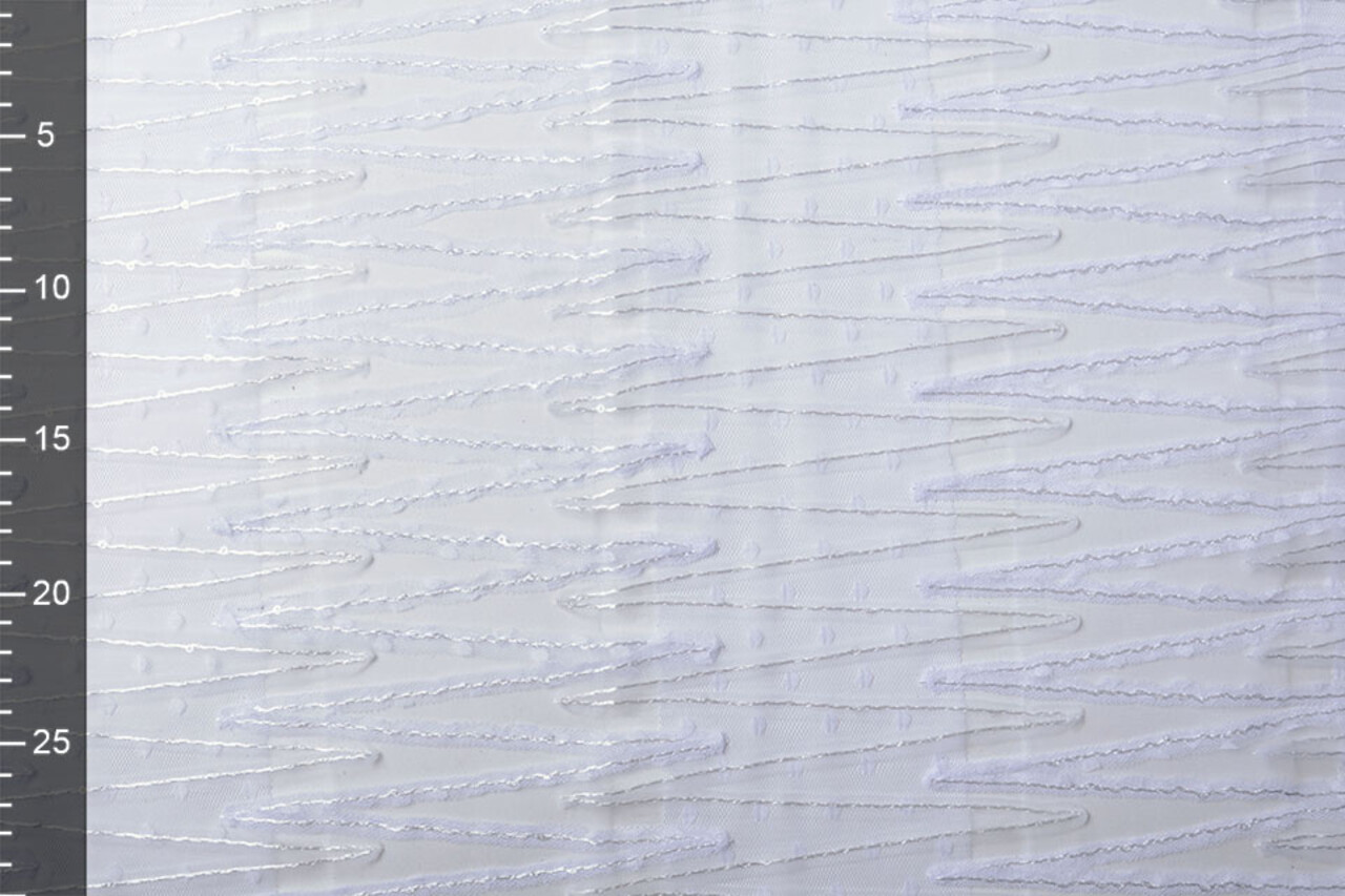 Mesh Embroidered  Sequins ZigZag White
