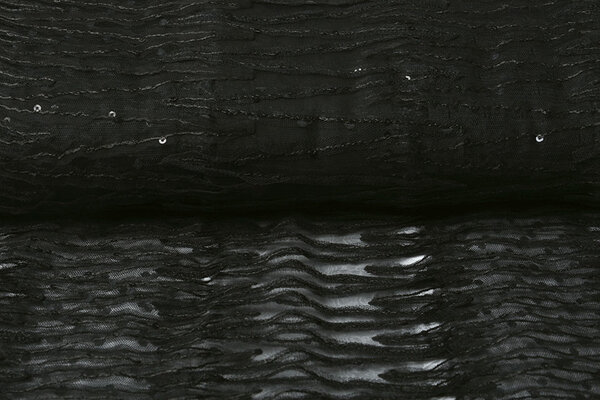 Malla Bordada con Lentejuelas ZigZag Negro Malla Bordada con Lentejuelas ZigZag Negro