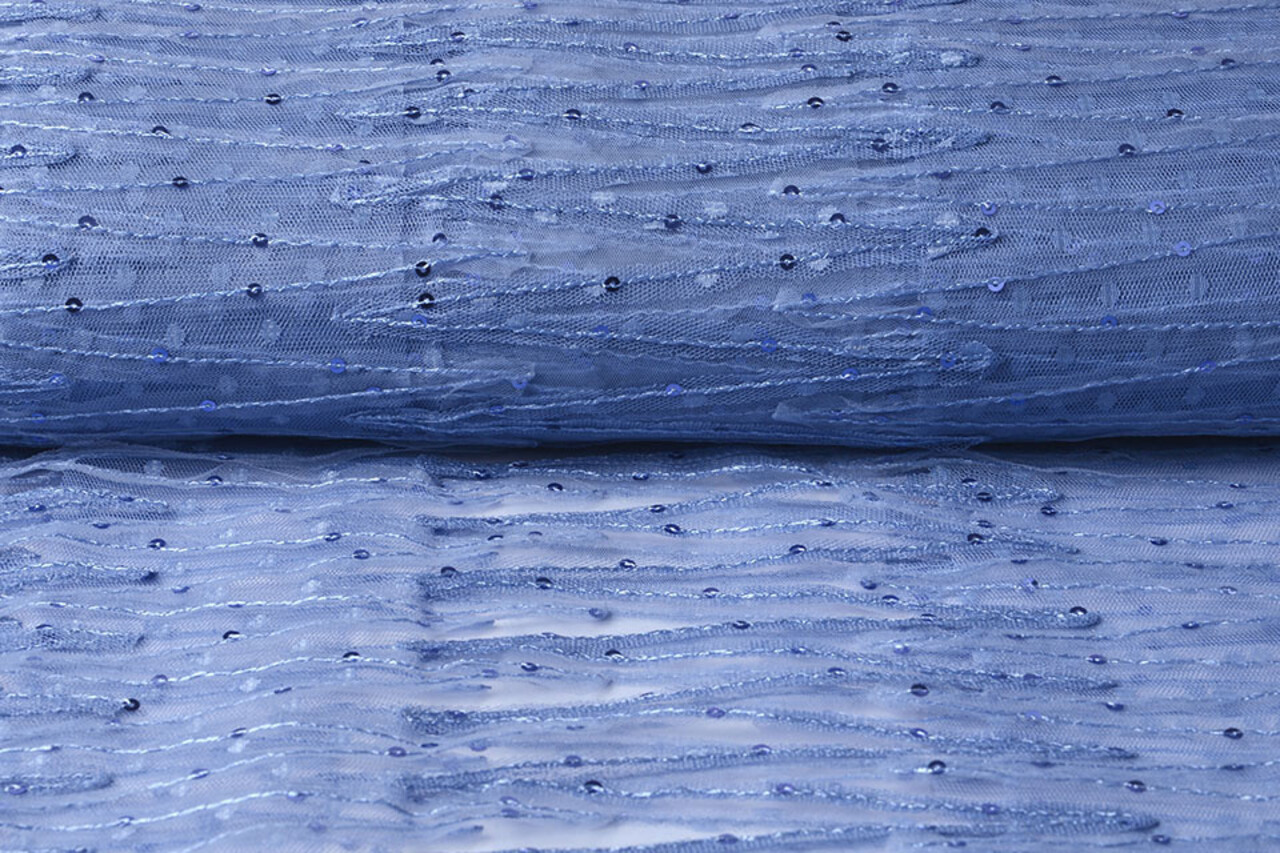 Netz Bestickt Pailletten Zick-Zack Flieder Jeans