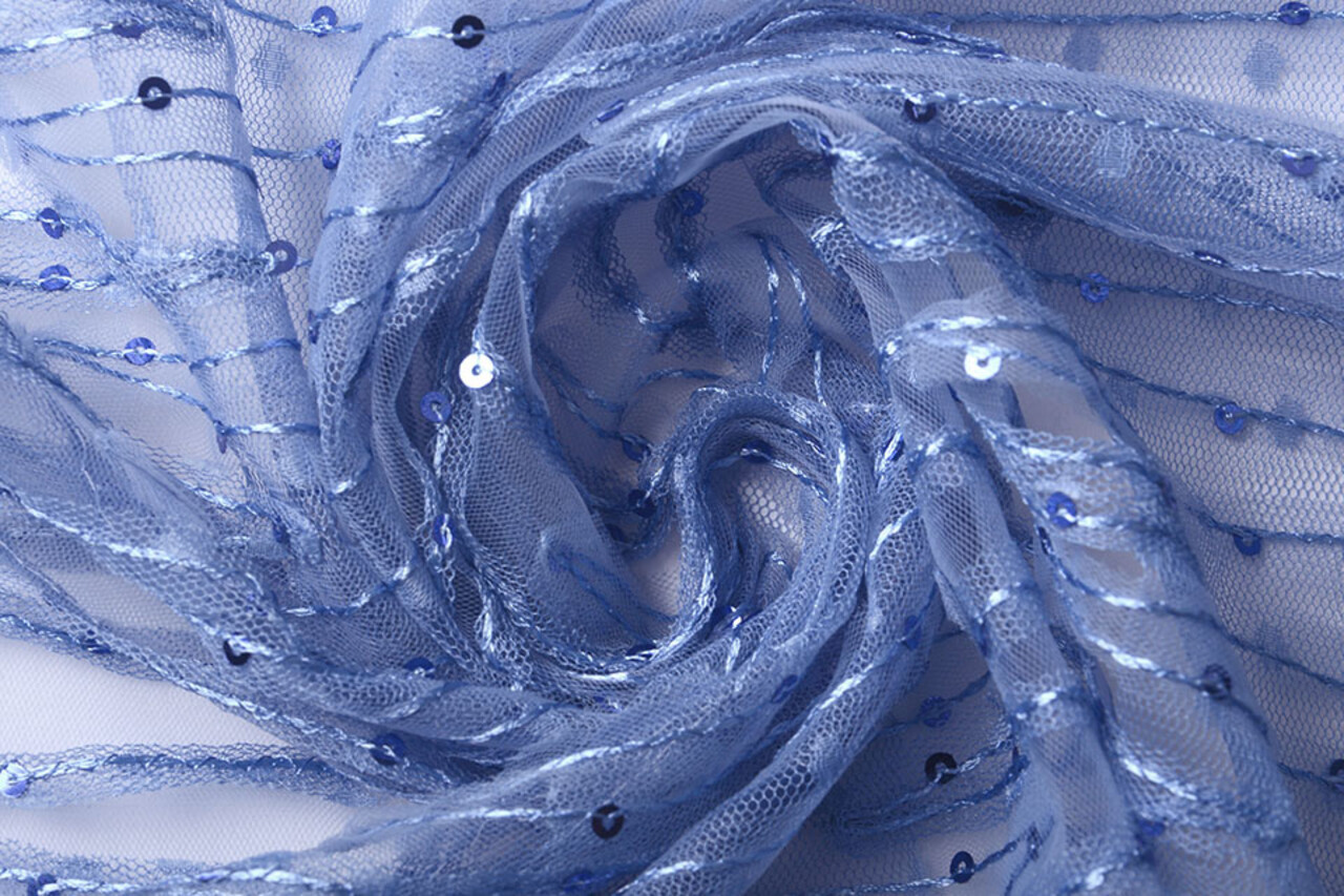 Netz Bestickt Pailletten Zick-Zack Flieder Jeans