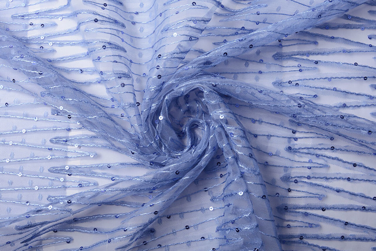 Mesh Embroidered  Sequins ZigZag Lilac Jeans Mesh Embroidered  Sequins ZigZag Lilac Jeans