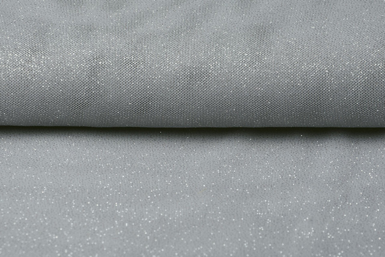 Stretch Tulle de Mariée Paillettes Argent