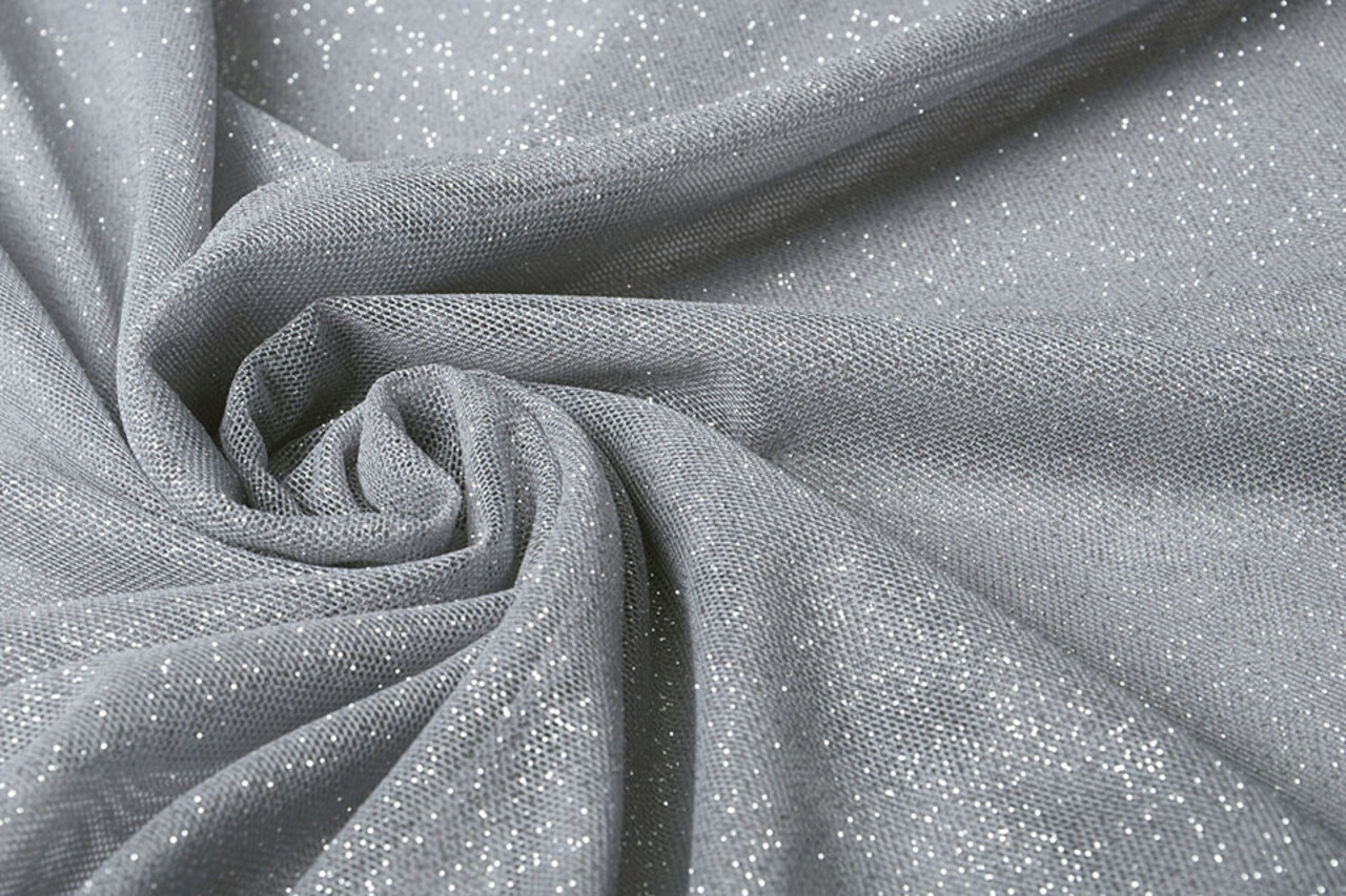 Stretch Wedding Tulle Glitter Silver Stretch Wedding Tulle Glitter Silver