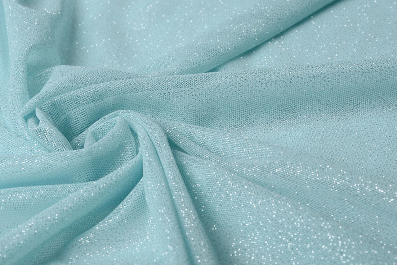 Stretch Tulle de Mariée Paillettes Bleu Layette