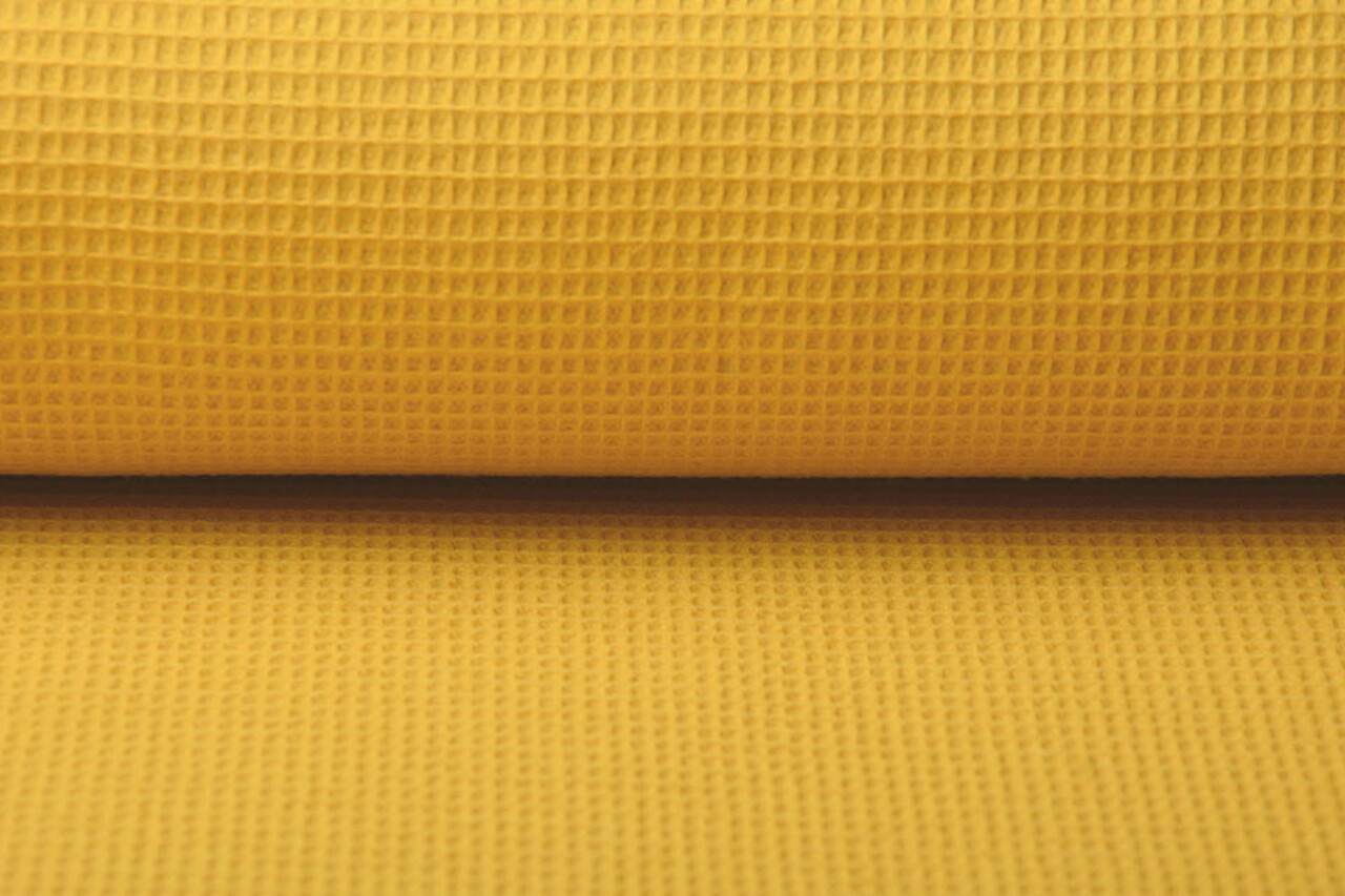 Oeko-Tex®  Mini Waffle Pique Fabric Ocher Yellow Oeko-Tex®  Mini Waffle Pique Fabric Ocher Yellow