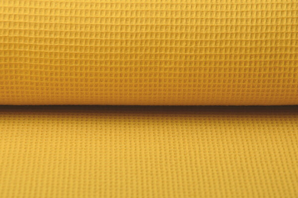 Oeko-Tex®  Mini Waffle Pique Fabric Ocher Yellow Oeko-Tex®  Mini Waffle Pique Fabric Ocher Yellow