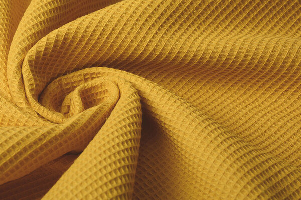 Oeko-Tex®  Mini Waffle Pique Fabric Ocher Yellow Oeko-Tex®  Mini Waffle Pique Fabric Ocher Yellow