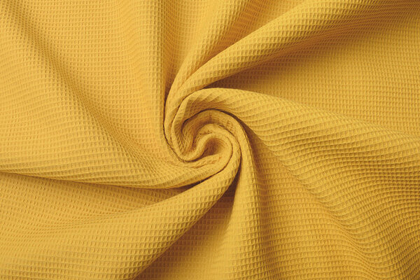 Oeko-Tex®  Mini Waffle Pique Fabric Ocher Yellow Oeko-Tex®  Mini Waffle Pique Fabric Ocher Yellow