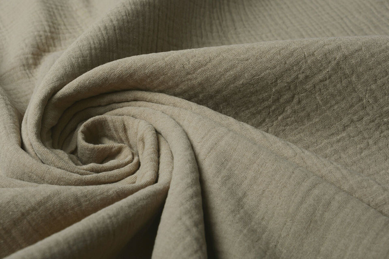 Oeko-Tex® Coton Double Gaze Tissu Taupe Oeko-Tex® Coton Double Gaze Tissu Taupe