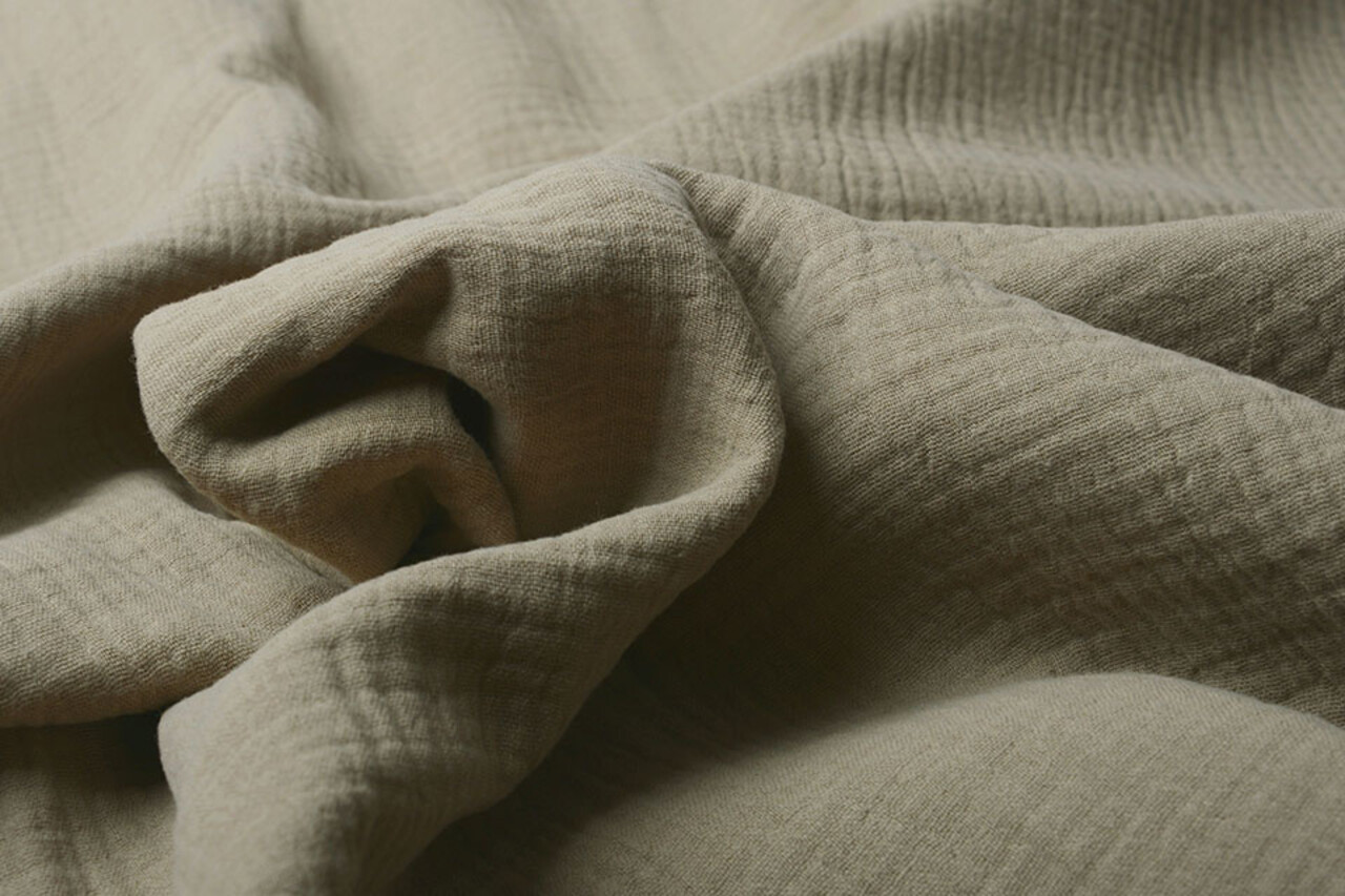 Oeko-Tex® Coton Double Gaze Tissu Taupe Oeko-Tex® Coton Double Gaze Tissu Taupe
