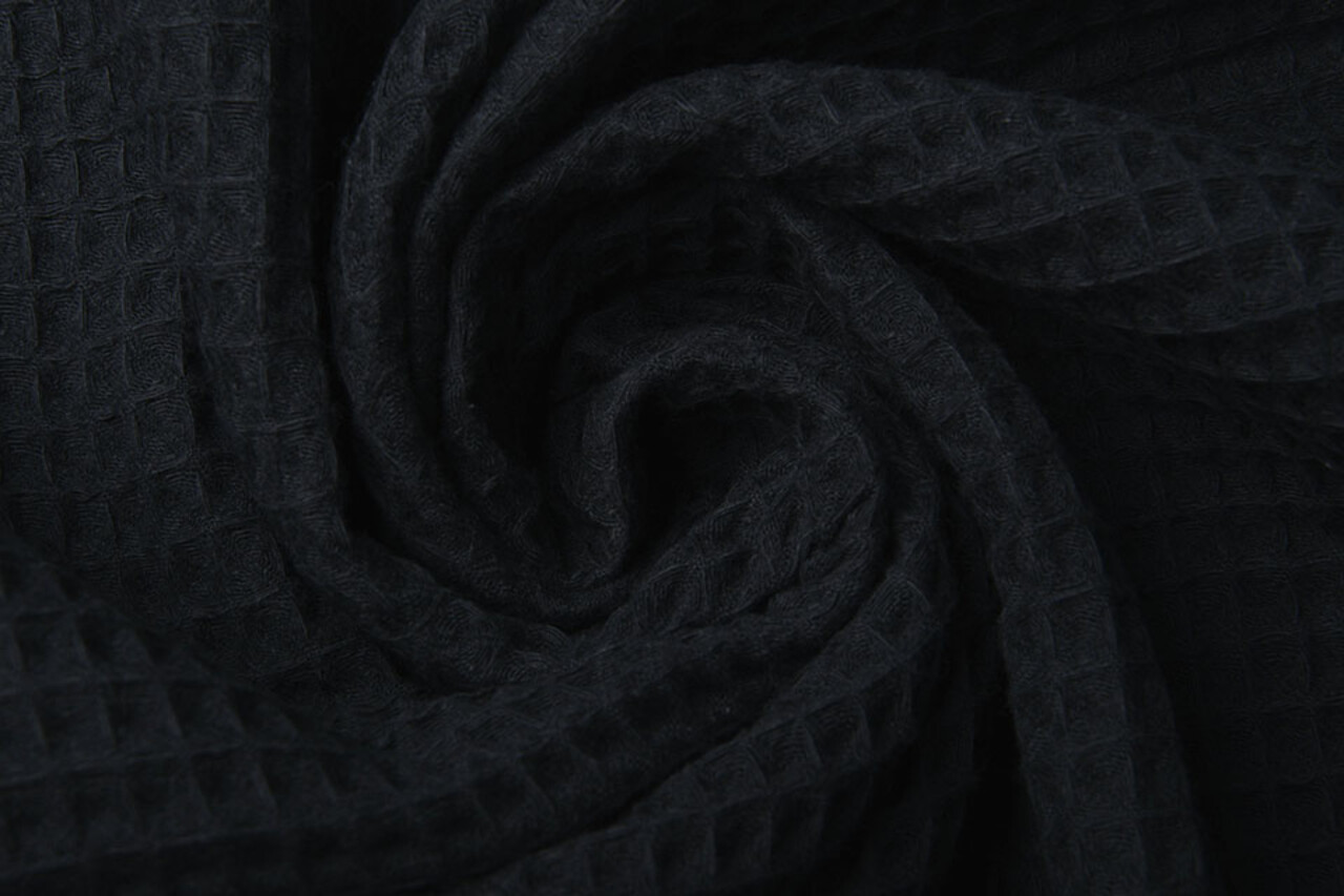 Oeko-Tex®  Waffelpiqué Baumwolle Schwarz