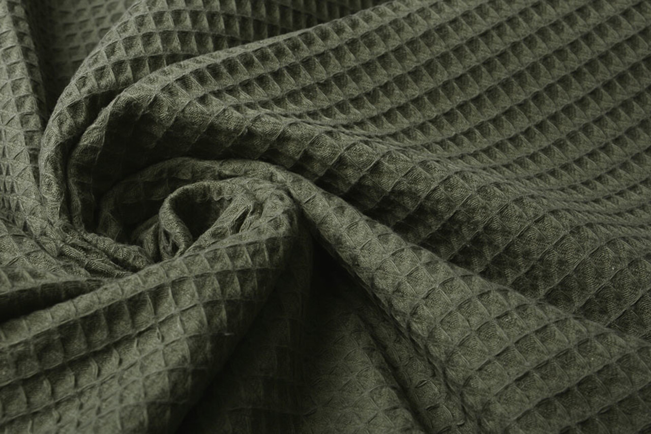 Oeko-Tex®  Waffelpiqué Baumwolle Armeegrün