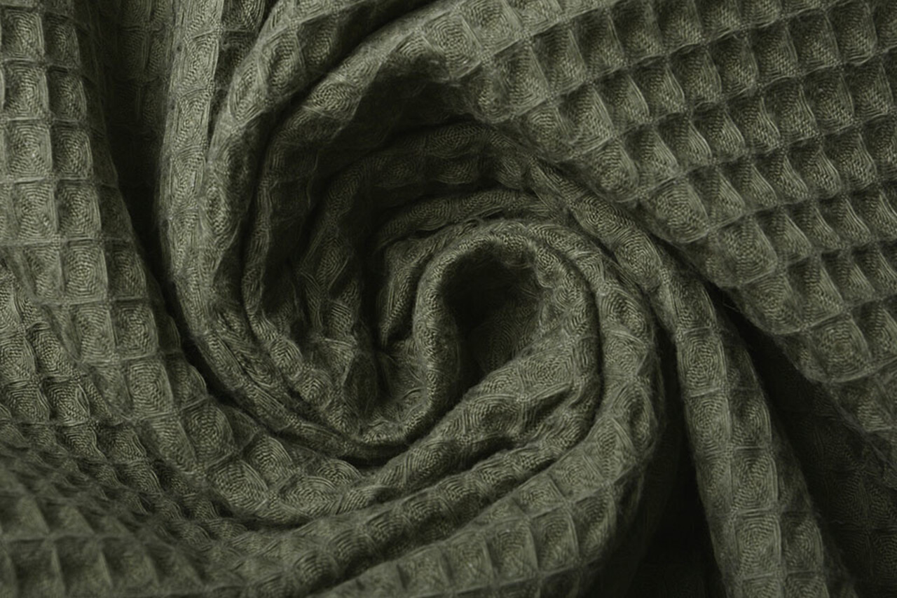 Oeko-Tex®  Waffelpiqué Baumwolle Armeegrün