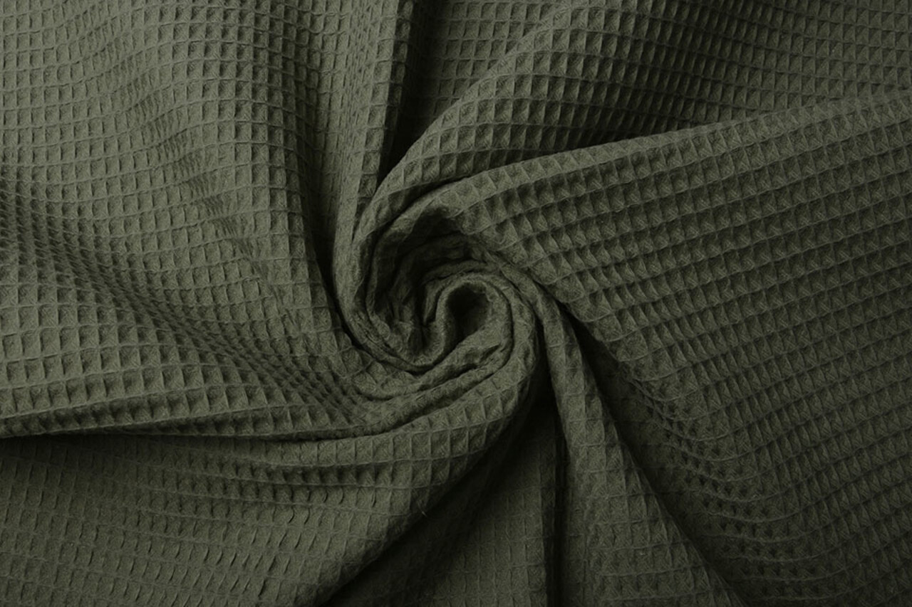 Oeko-Tex®  Waffelpiqué Baumwolle Armeegrün