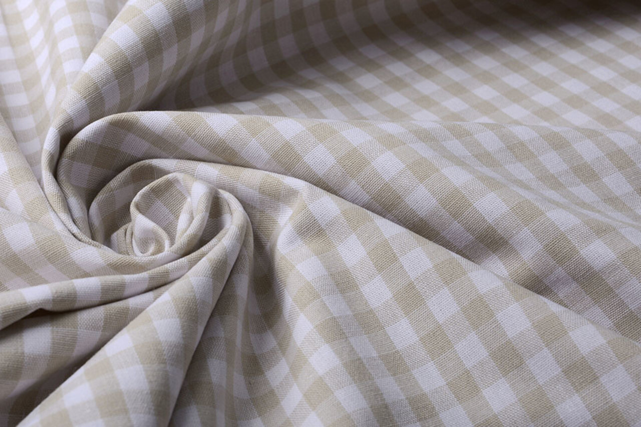 Gingham Check 8 mm Beige Gingham Check 8 mm Beige