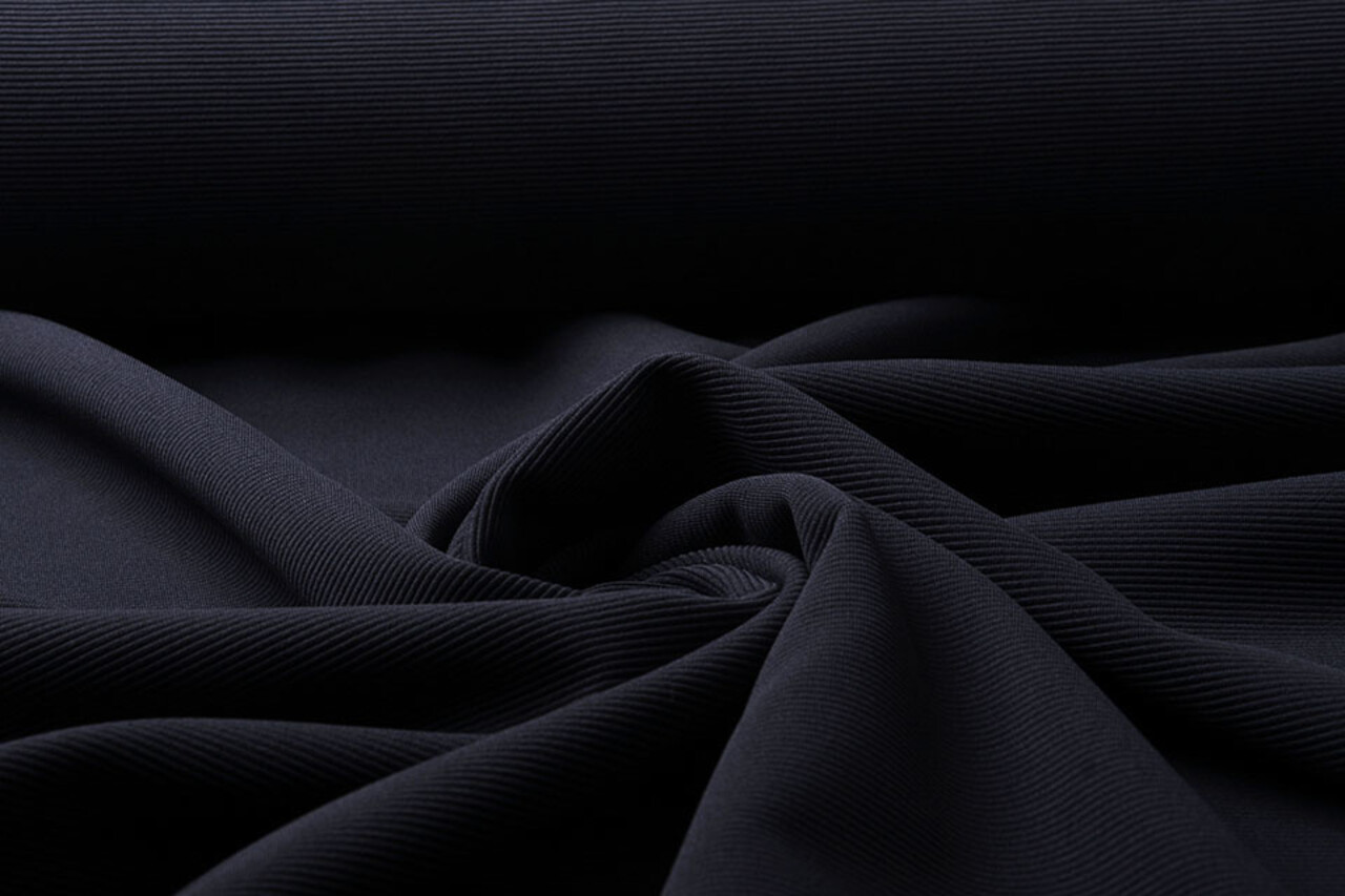 Oeko-Tex®  Ottoman Ripp Jersey Stoff Dunkel Marine Blau Oeko-Tex®  Ottoman Ripp Jersey Stoff Dunkel Marine Blau