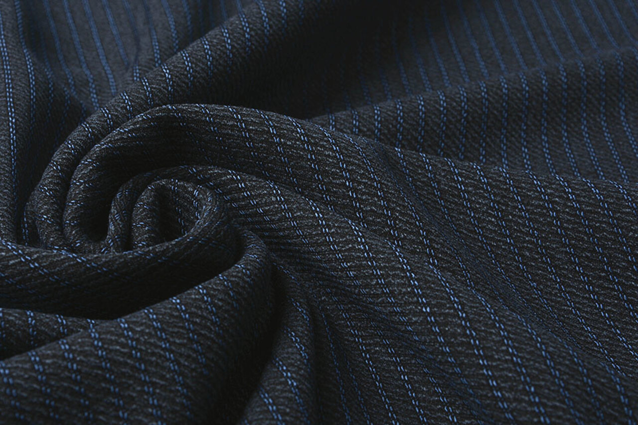 Stretch GabardineStrepen Blauw Stretch GabardineStrepen Blauw