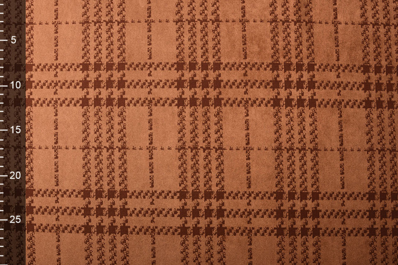 Scuba Suede Thick Jacquard Ruit Oranje Brique