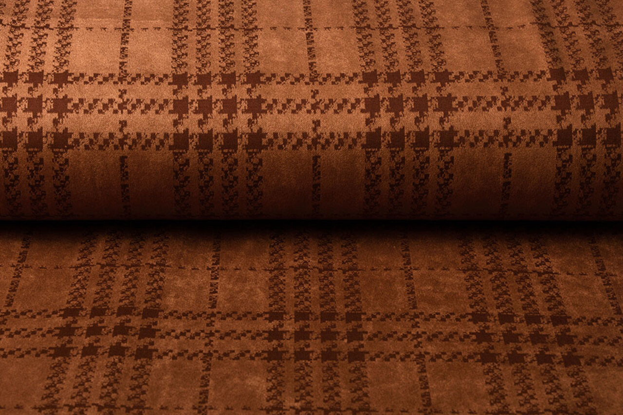 Scuba Suede Thick Jacquard Checkered Orange Brique Scuba Suede Thick Jacquard Checkered Orange Brique