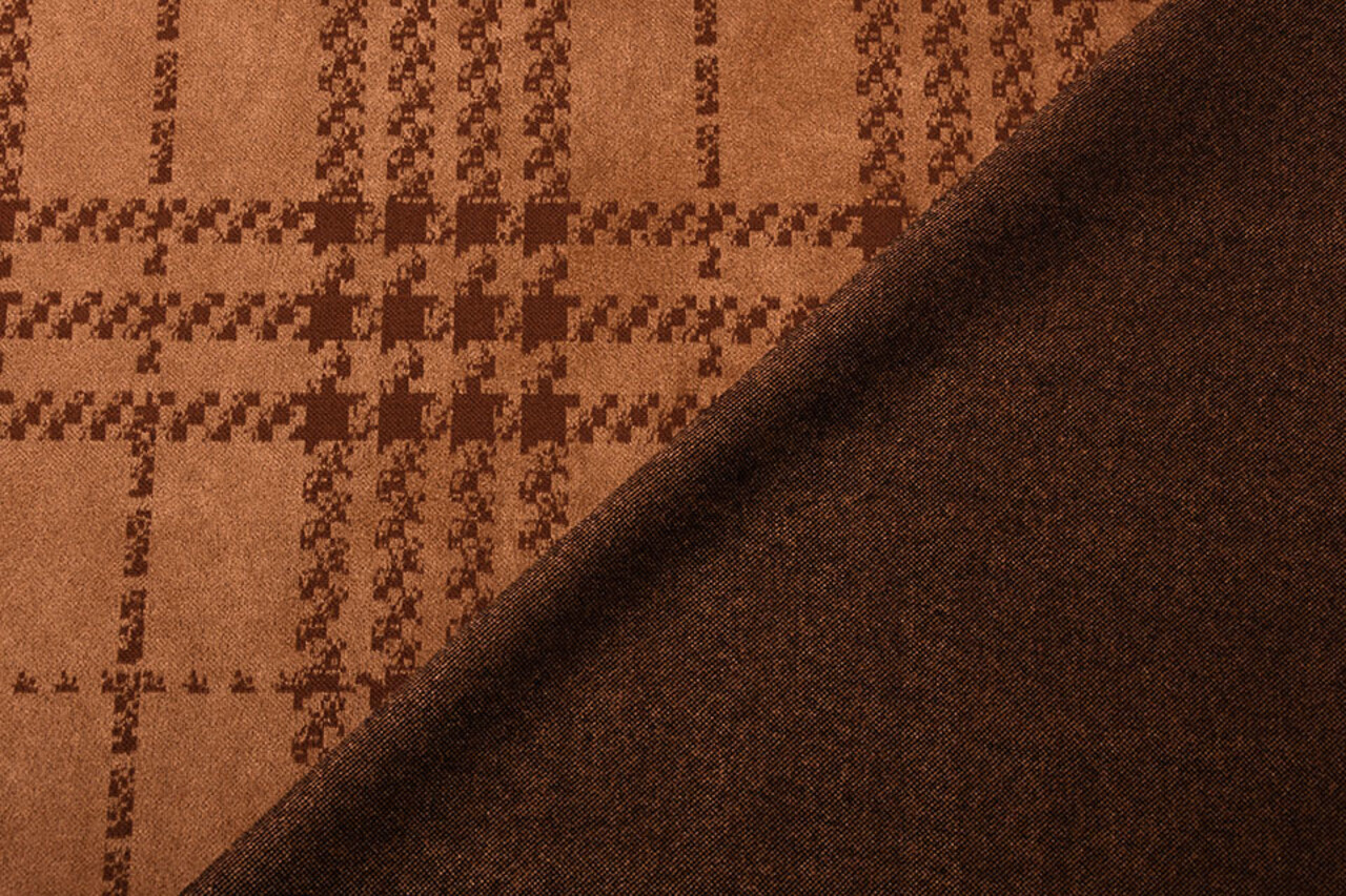 Scuba Suede Thick Jacquard Ruit Oranje Brique