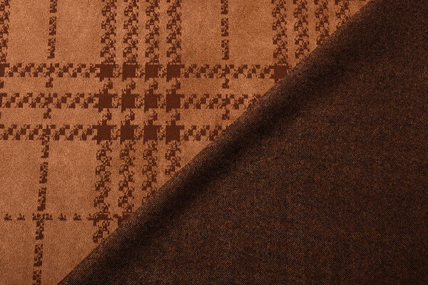 Scuba Suede Thick Jacquard Ruit Oranje Brique