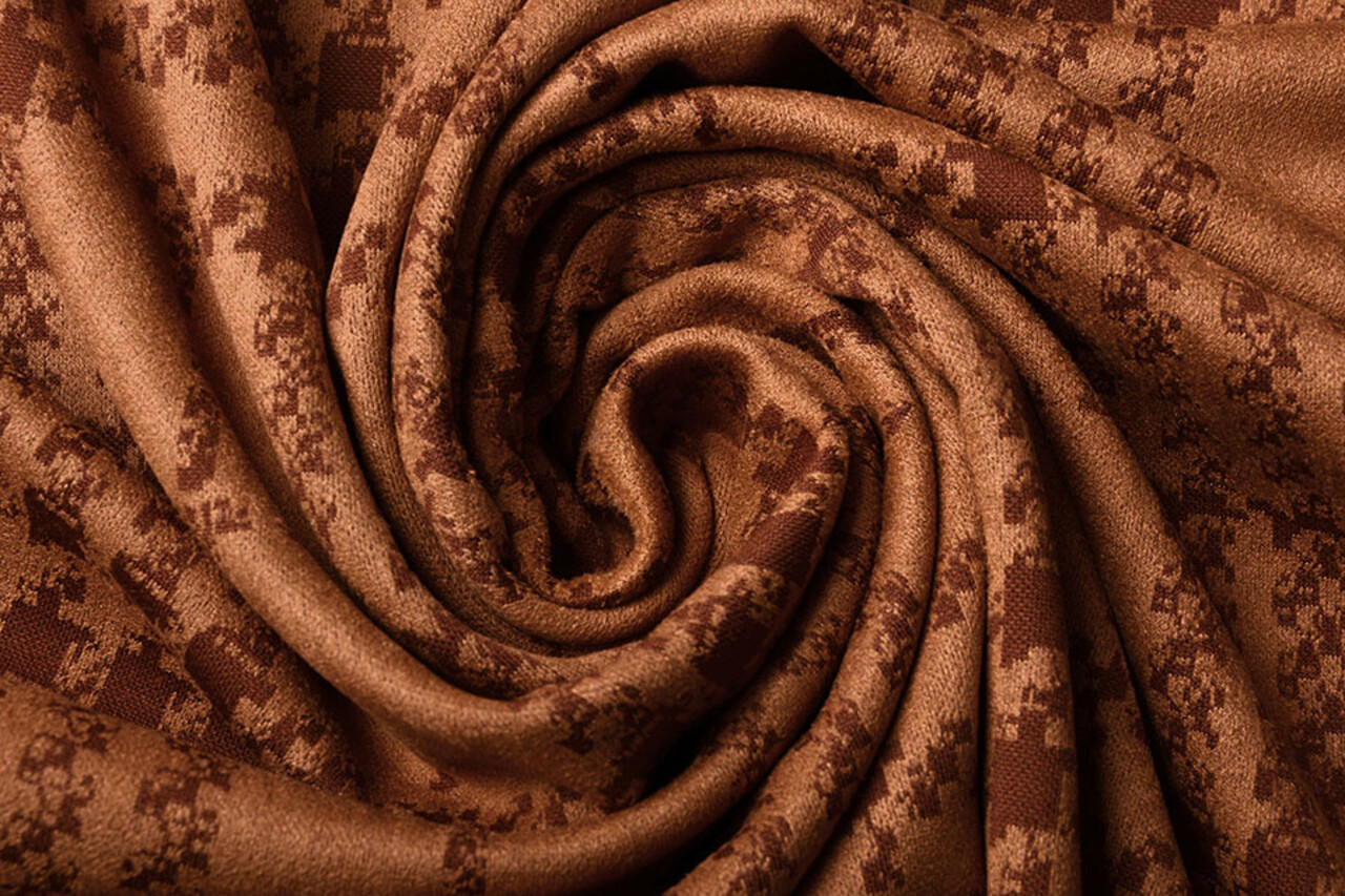 Scuba Suede Thick Jacquard Ruit Oranje Brique