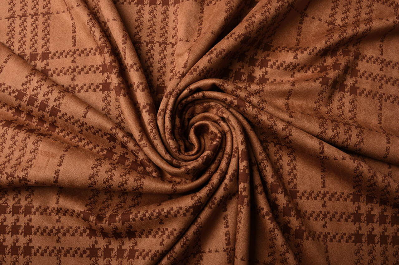 Scuba Wildleder Thick Jacquard Raute Orange Brique Scuba Wildleder Thick Jacquard Raute Orange Brique