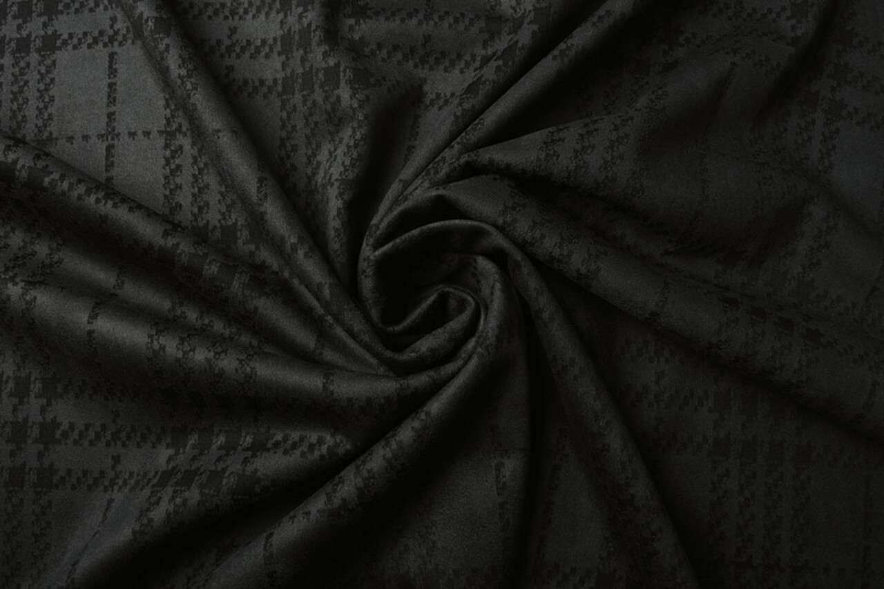 Scuba Wildleder Thick Jacquard Raute Schwarz