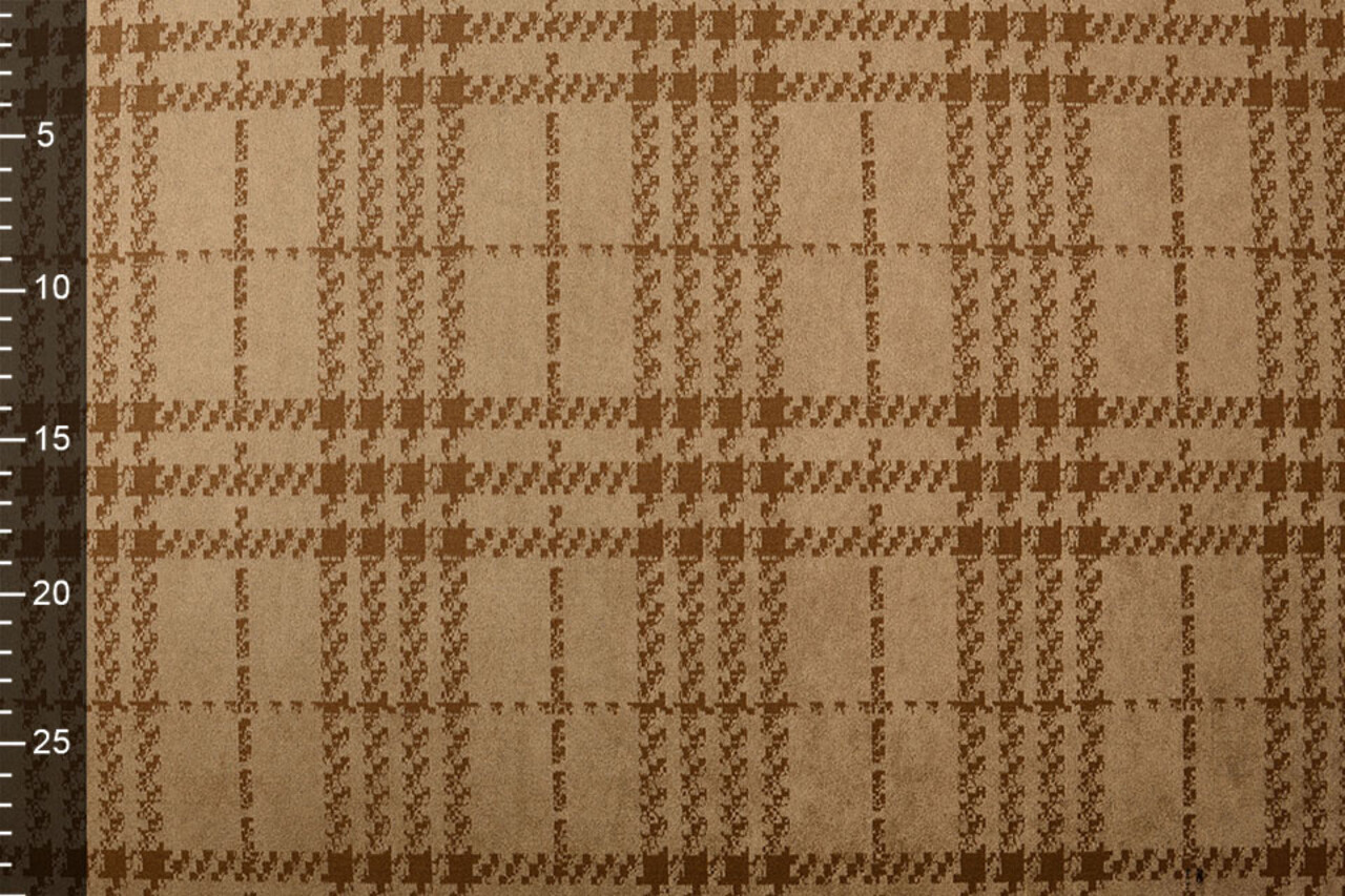 Scuba Suede Thick Jacquard Checkered Camel
