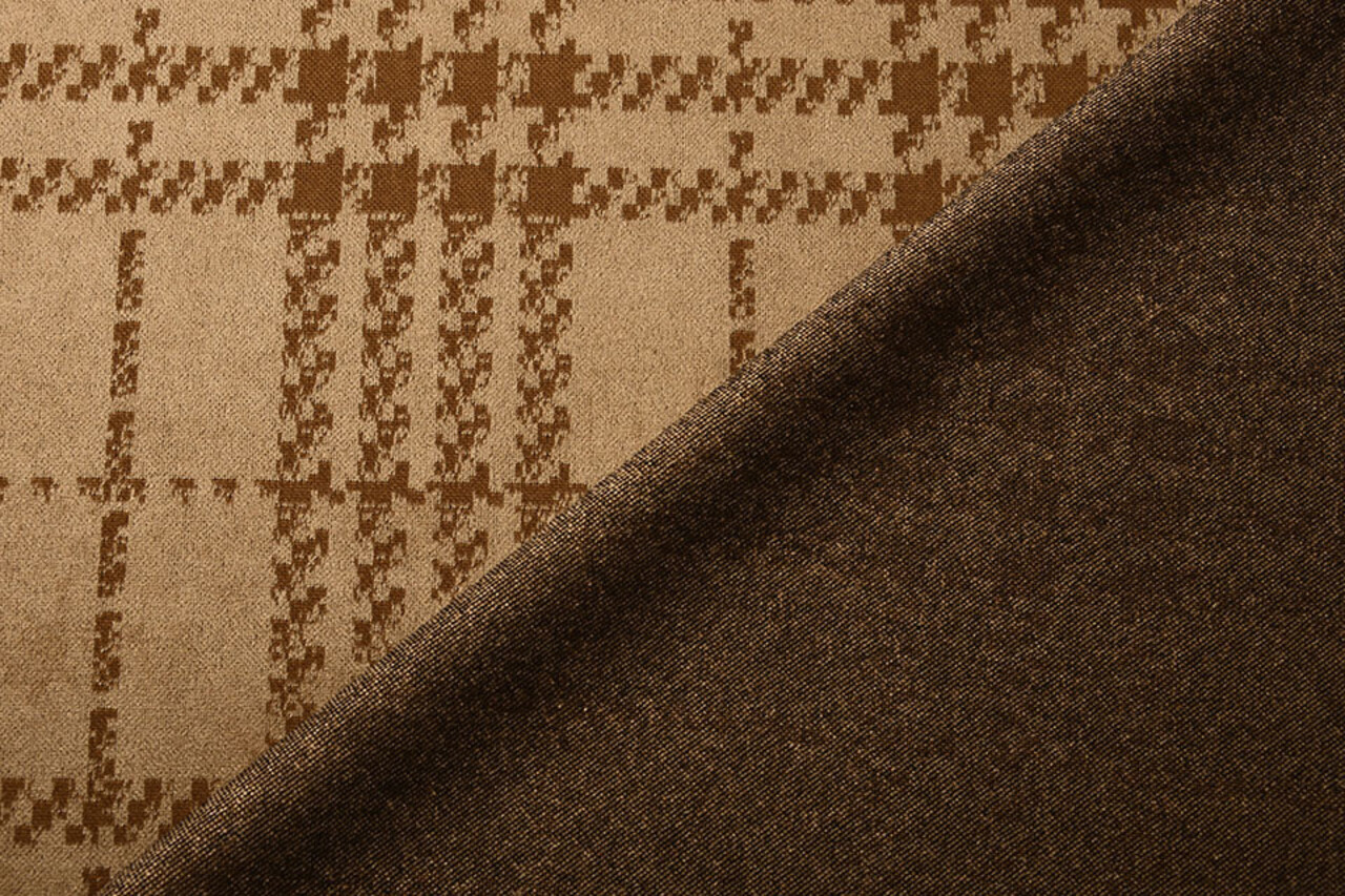 Scuba Wildleder Thick Jacquard Raute Camel