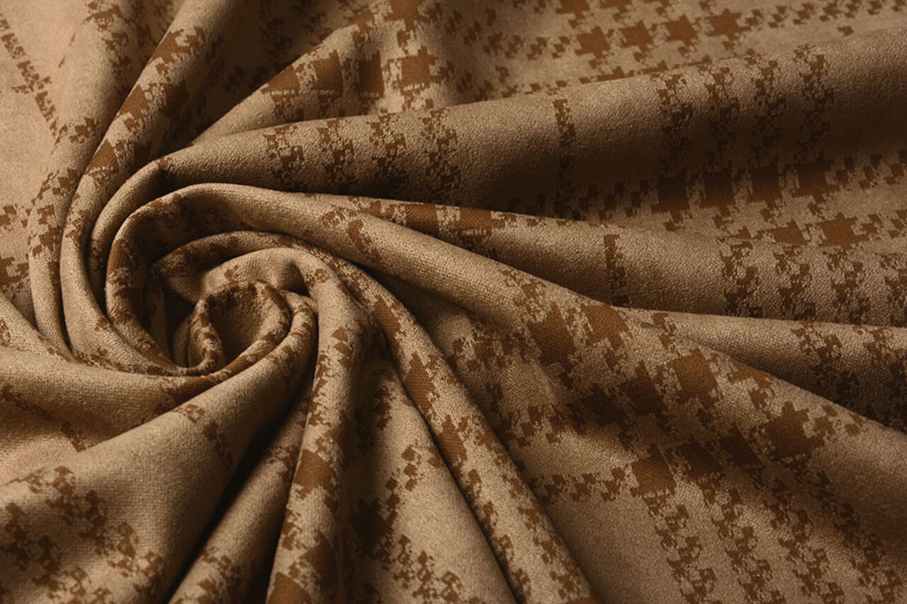Scuba Suede Thick Jacquard Checkered Camel